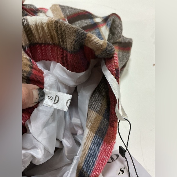 Womens Long Wool Plaid Tartan Aline High Waisted Winter Skirt Small Wine Red - Picture 3 of 11